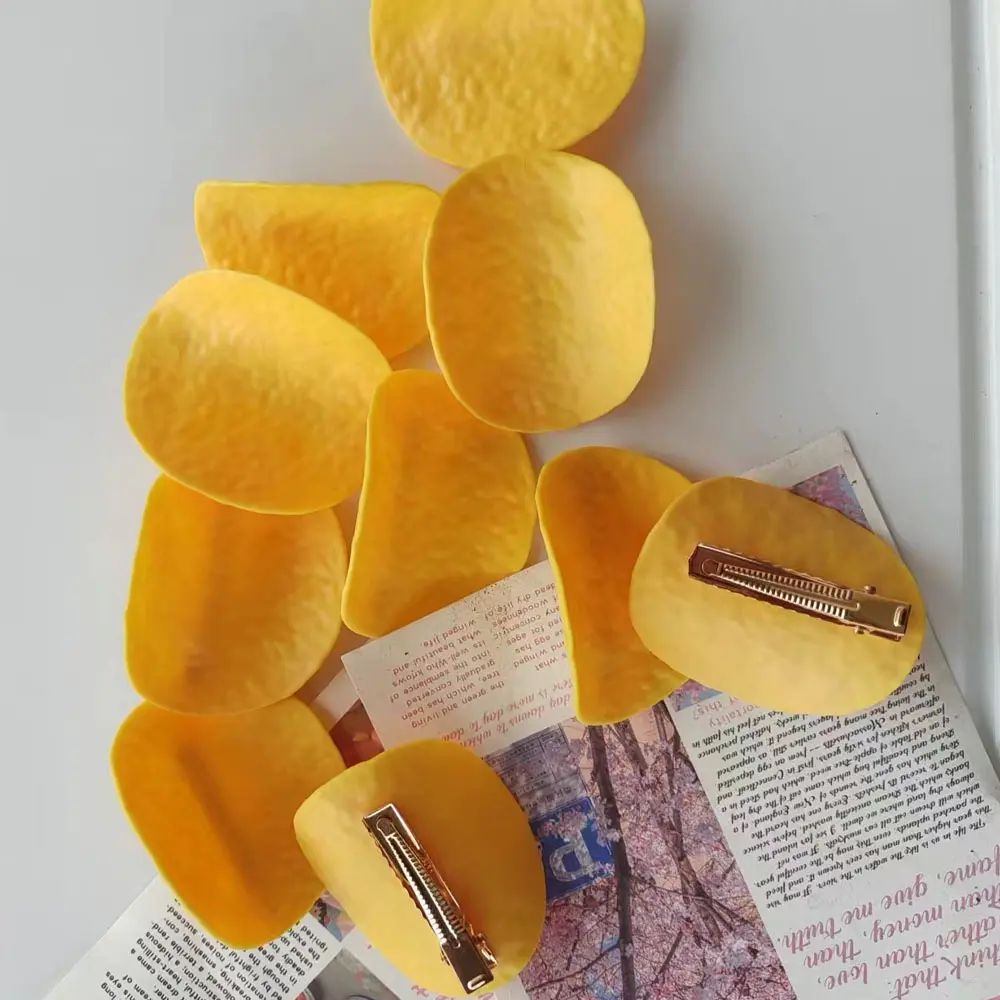 4Pcs Funny Simulated Potato Chip Hairpin Hair Clips Cute Creative And Funny Hair Accessories For Students Duck Bill Clip Side