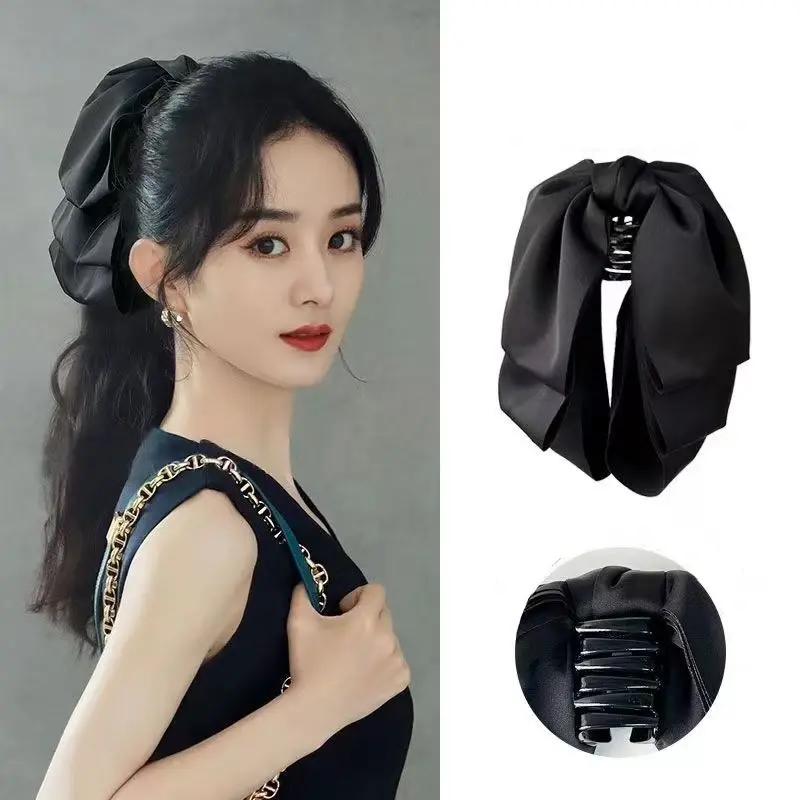 Hot Korean  Big Size Bow Hair Clip Claw Clamp Women  High Ponytail  Barrettes Headwear Girls Women Hair Accessories