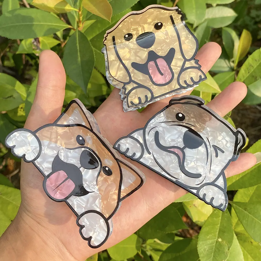 Cartoon Dog Printed Non-slip Ponytail Hair Clip Claw For Women Girls Personality Acrylic Animal Hairpin Accessories Gifts Tool