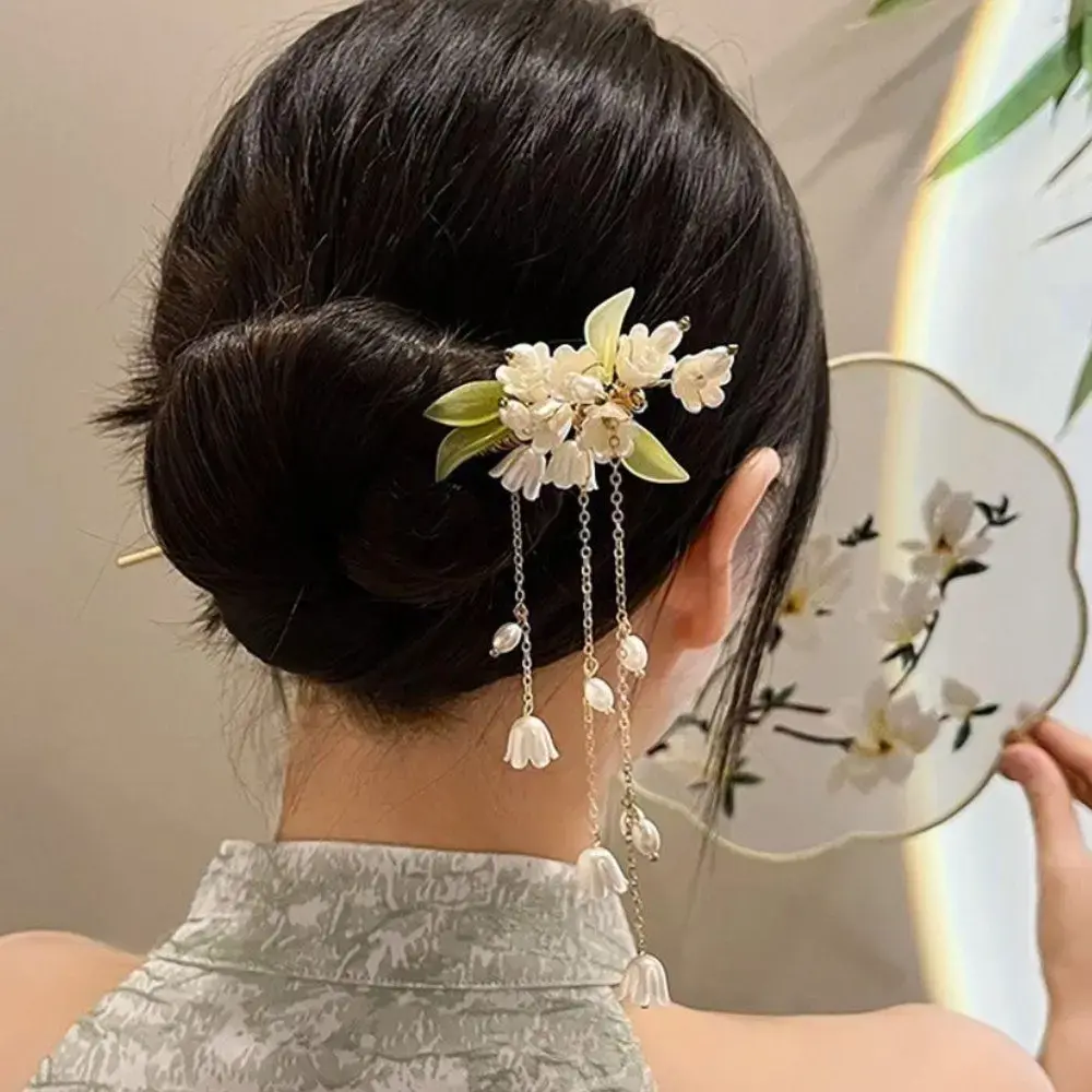 Chinese Style Hair Stick for Women Flower Tassel Hairpin Women Ancient Style Hair Stick Ornament Hair Insert Accessories