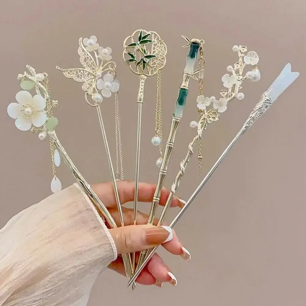 Chinese Style Hair Stick for Women Flower Tassel Hairpin Women Ancient Style Hair Stick Ornament Hair Insert Accessories
