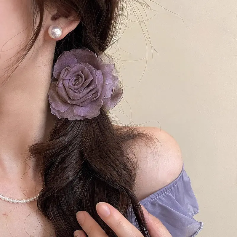 Elegant Rose Flower Hair Claw For Women Girls Sweet Hair Ornament Back Head Floral Hair Clip Hairpin Fashion Hair Accessories