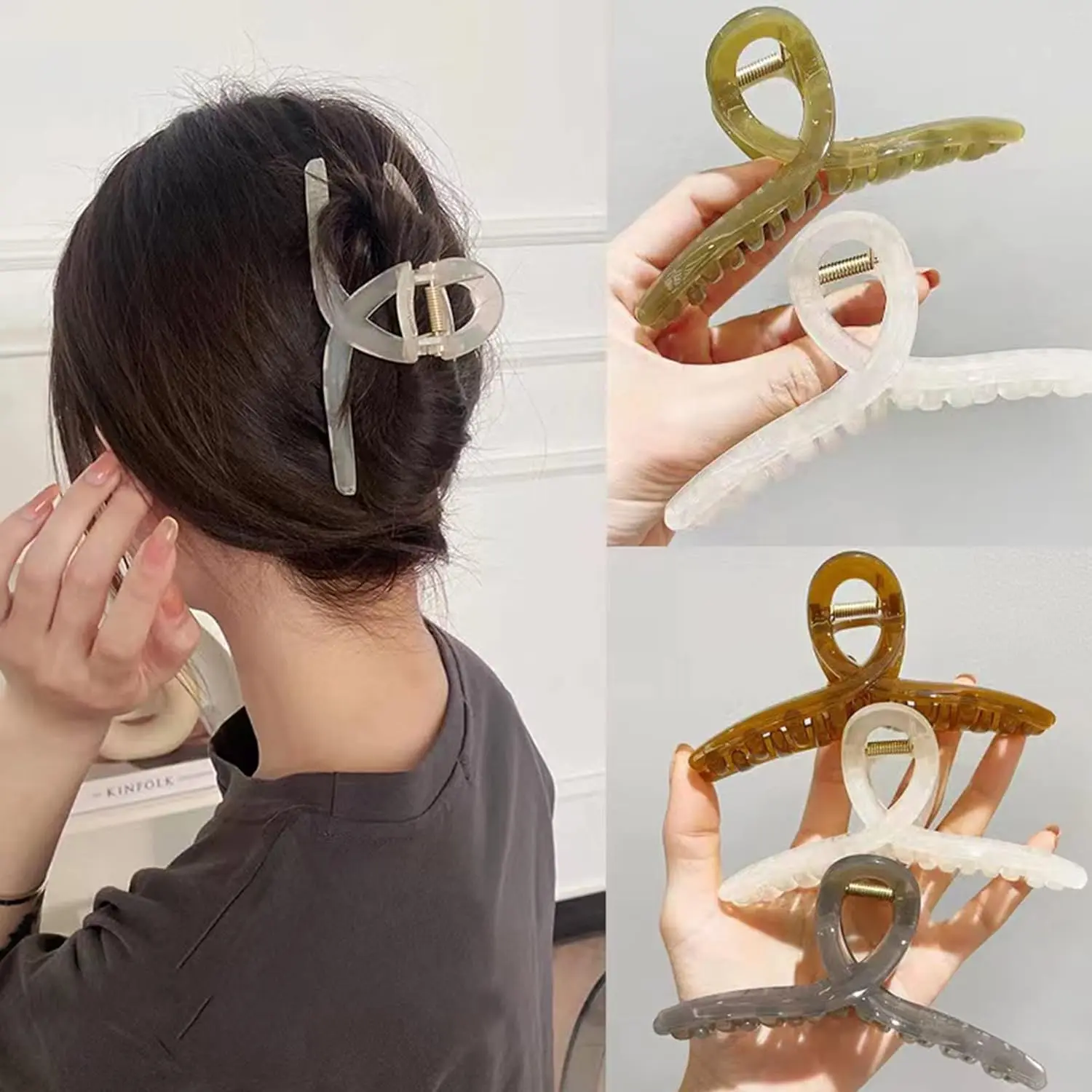 Big Hair Claw Clips Large Butterfly Hair Clips for Women 5.1" Large Jelly Clip Larger Size Hair Clip for Girls Hair Accessories