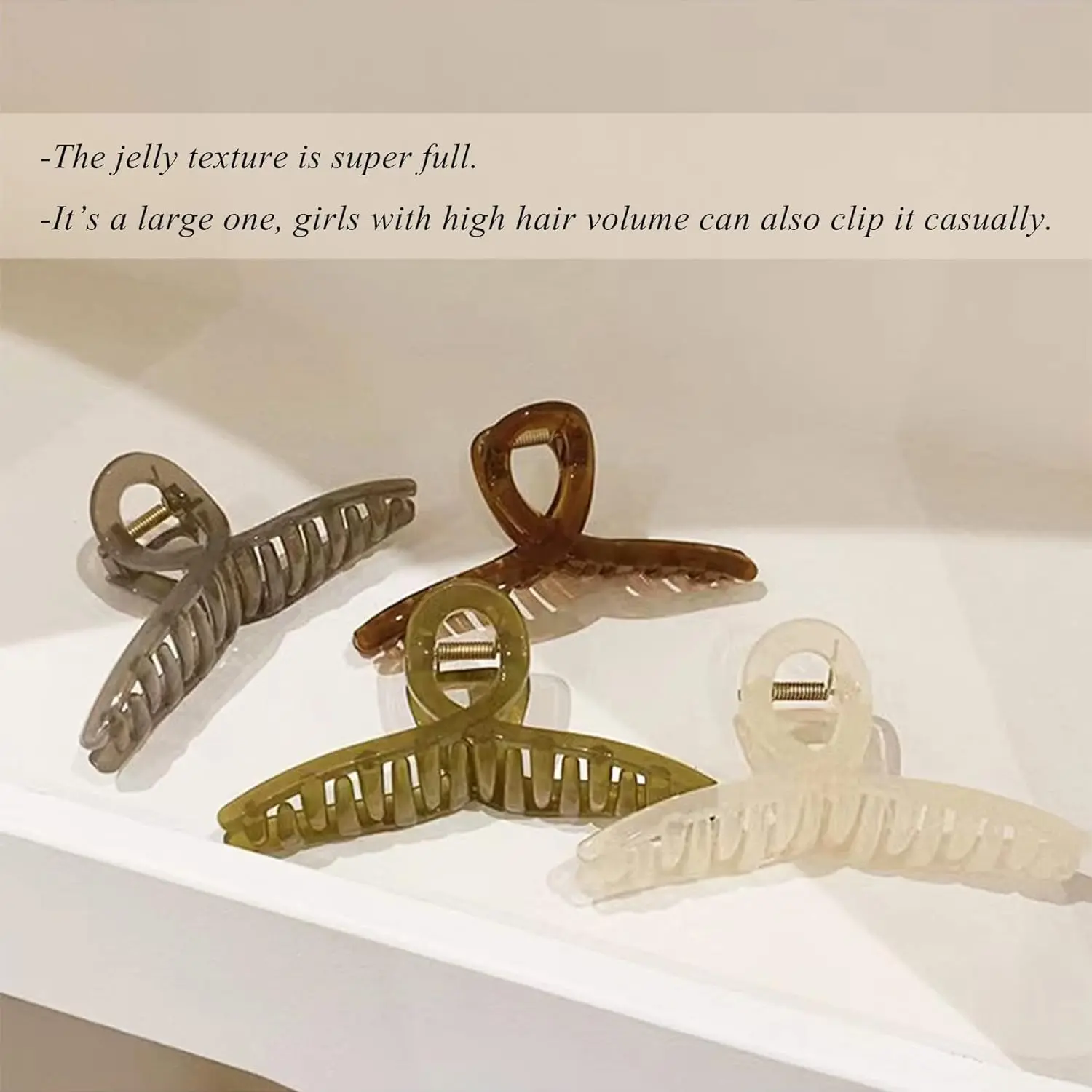 Big Hair Claw Clips Large Butterfly Hair Clips for Women 5.1" Large Jelly Clip Larger Size Hair Clip for Girls Hair Accessories