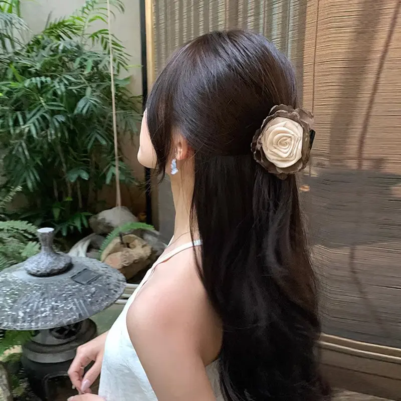 Elegant Rose Flower Hair Claw For Women Girls Sweet Hair Ornament Back Head Floral Hair Clip Hairpin Fashion Hair Accessories