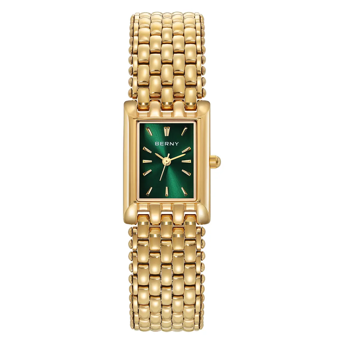 BERNY Gold Watch for Women Exquisite Square Casual Women Watches Stainless Steel Square Fashion Luxury Ladies Quartz Wristwatch