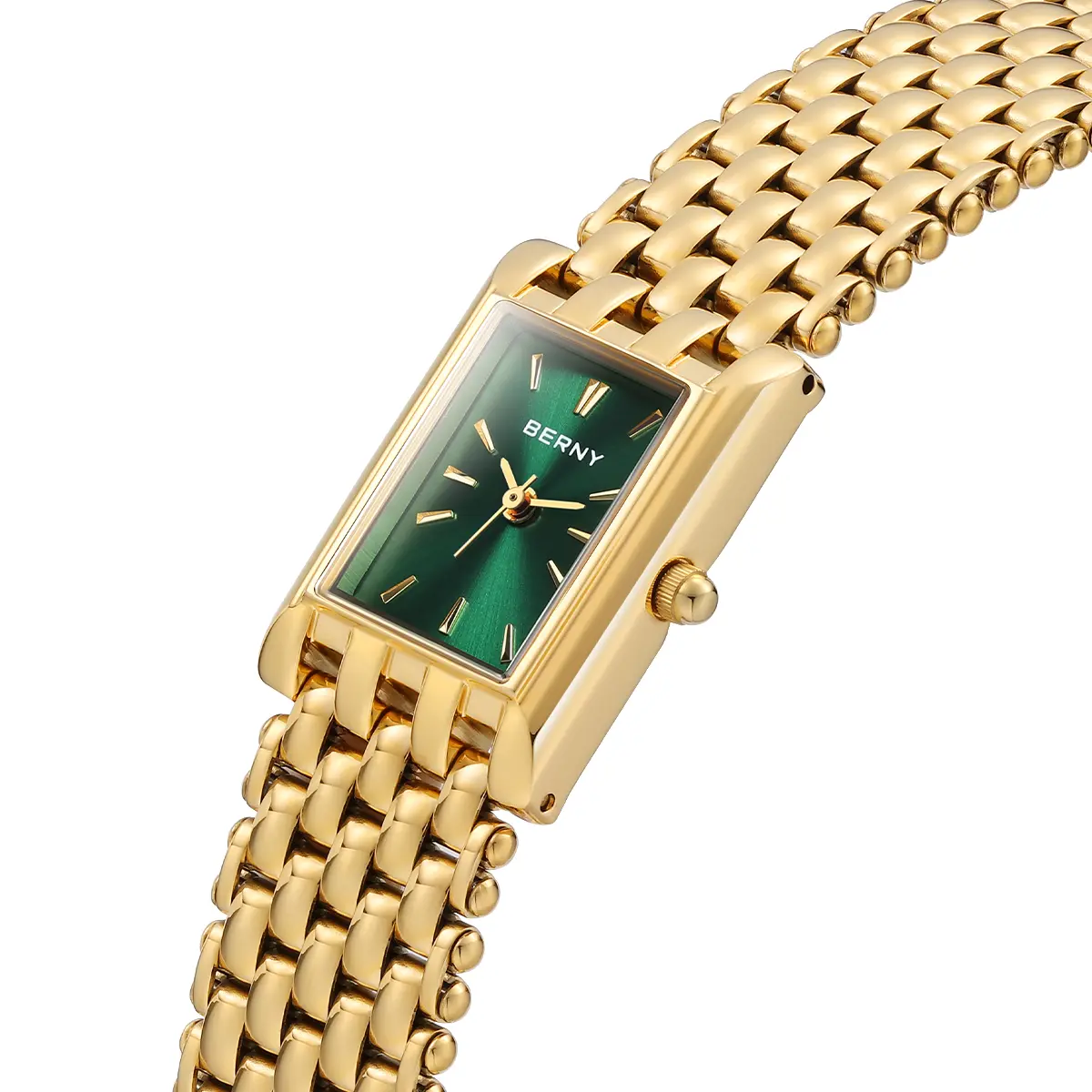 BERNY Gold Watch for Women Exquisite Square Casual Women Watches Stainless Steel Square Fashion Luxury Ladies Quartz Wristwatch