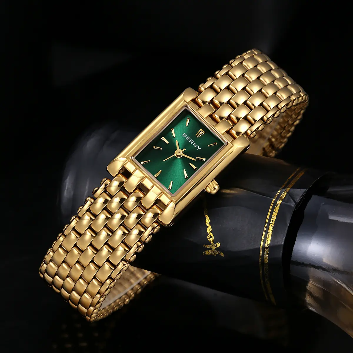 BERNY Gold Watch for Women Exquisite Square Casual Women Watches Stainless Steel Square Fashion Luxury Ladies Quartz Wristwatch