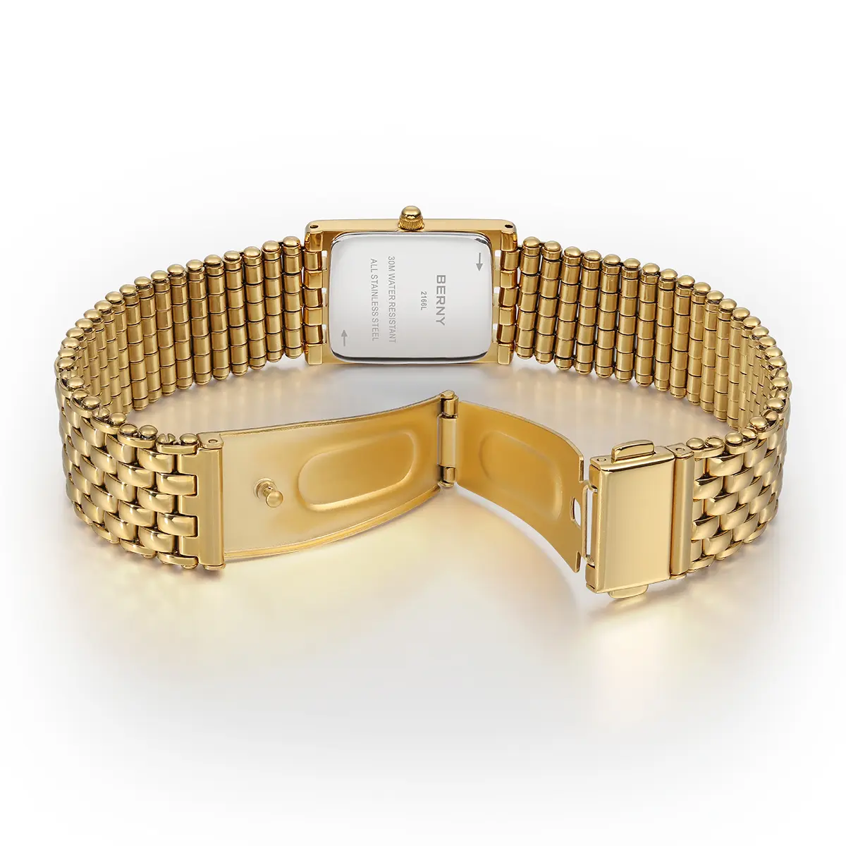 BERNY Gold Watch for Women Exquisite Square Casual Women Watches Stainless Steel Square Fashion Luxury Ladies Quartz Wristwatch