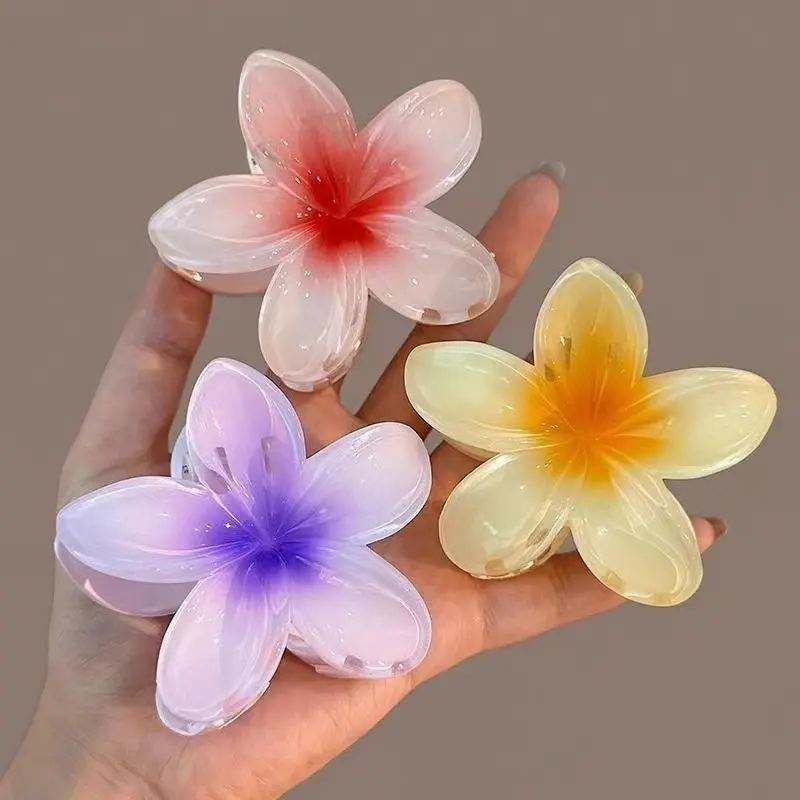2/4PCS Fashion Women Flower Hair Clips Vacation Bohemia Egg Flower Shark Clips Barrettes Girls Large Hairpins Hair Accessories