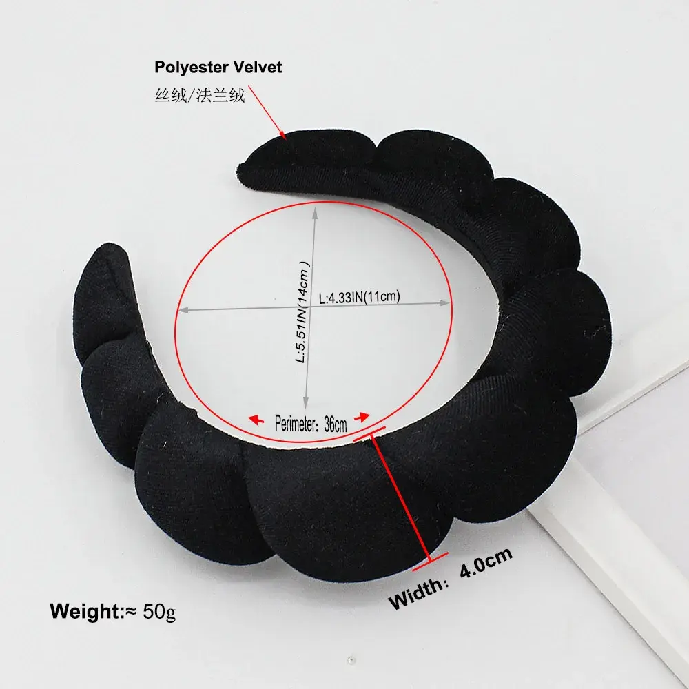 Sponge Spa Headband Velvet Washing Face Wide Padded Headband Skin Care Makeup Removal Shower for Women Girls Hair Accessories