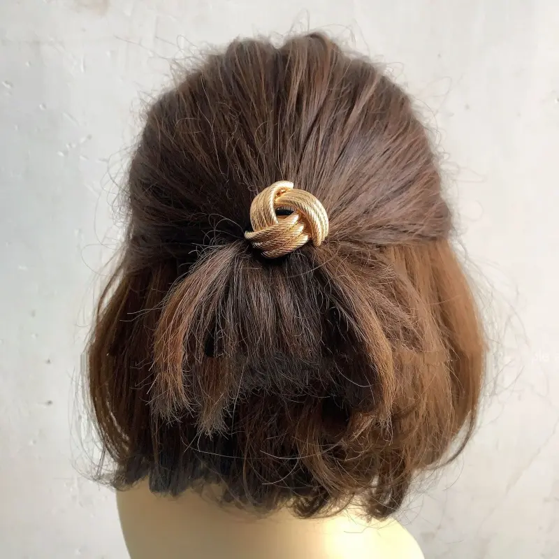 Korean Fashion Glossy Metal Curved Scrunchies Women Elastic Hair Bands Hair Clip Hairpin Hairband Hair Accessories