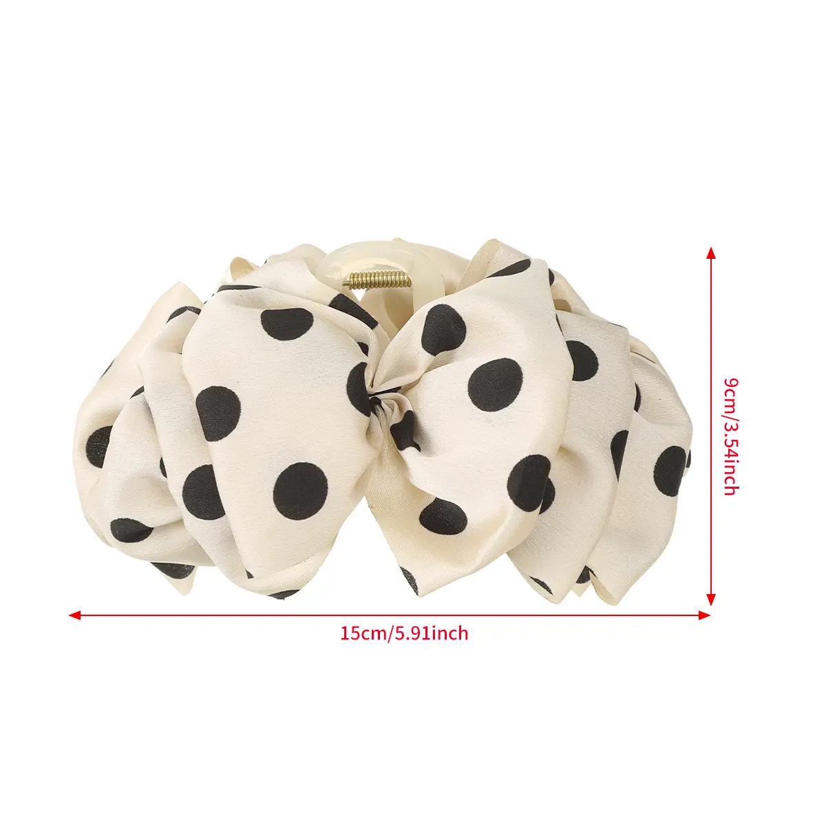 AWAYTR Wrinkled Polka Dots Hair Claws Elegant Satin Hair Clips Crab For Girl Gift Hair Accessories Festival Headwear