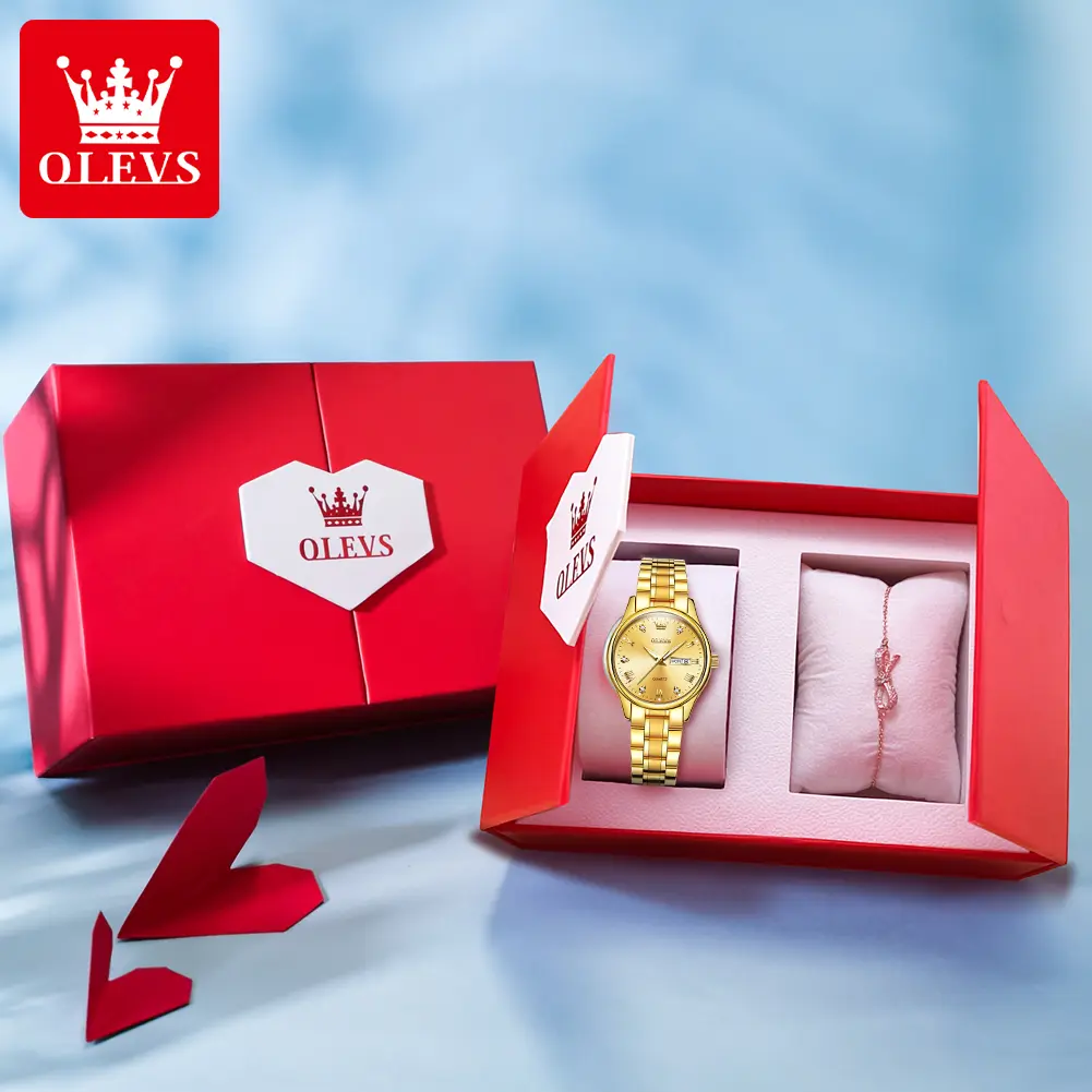 OLEVS 5563 Woman Watch Original Quartz Watch Waterproof Luminous Good Luck Date Watch Original Bracelet Set Genuine product