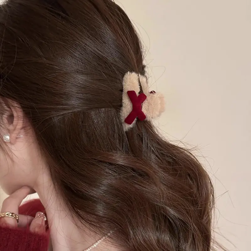Plush Small Hair Clip Bow Sweet High Ponytail Claw Clip Temperament Hairpin Temperament Simple Fashion Girls Hair Accessories