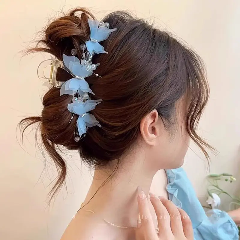 Elegant Butterfly Pearls Hair Claw For Women Girls Sweet Hair Ornament Hairpin Claw Clip Hair Clip Fashion Hair Accessories