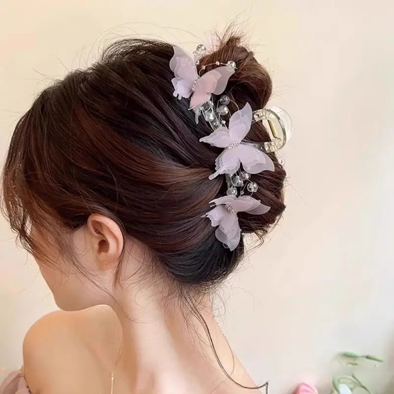 Elegant Butterfly Pearls Hair Claw For Women Girls Sweet Hair Ornament Hairpin Claw Clip Hair Clip Fashion Hair Accessories