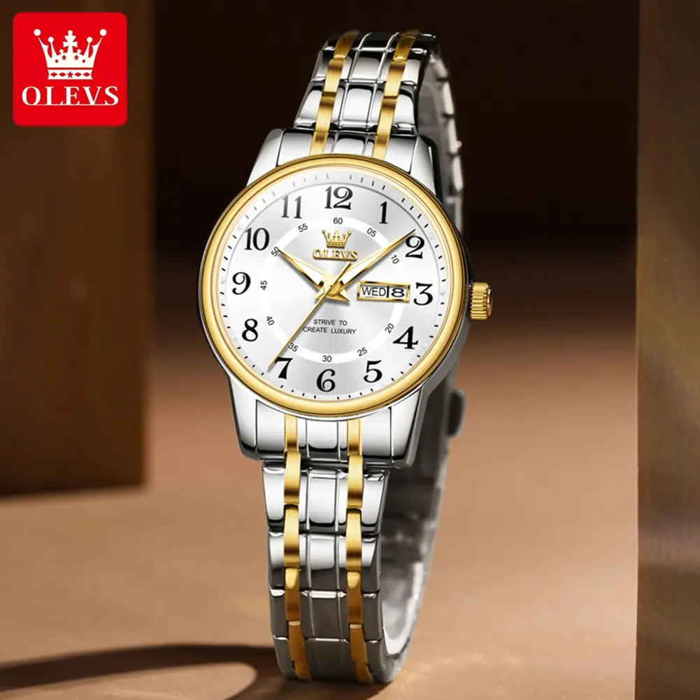 OLEVS 2891 Woman Watch Waterproof Luminous Quartz Wristwatch Day Date Watch Bracelet Set Genuine Product Gift Box Original Reloj
