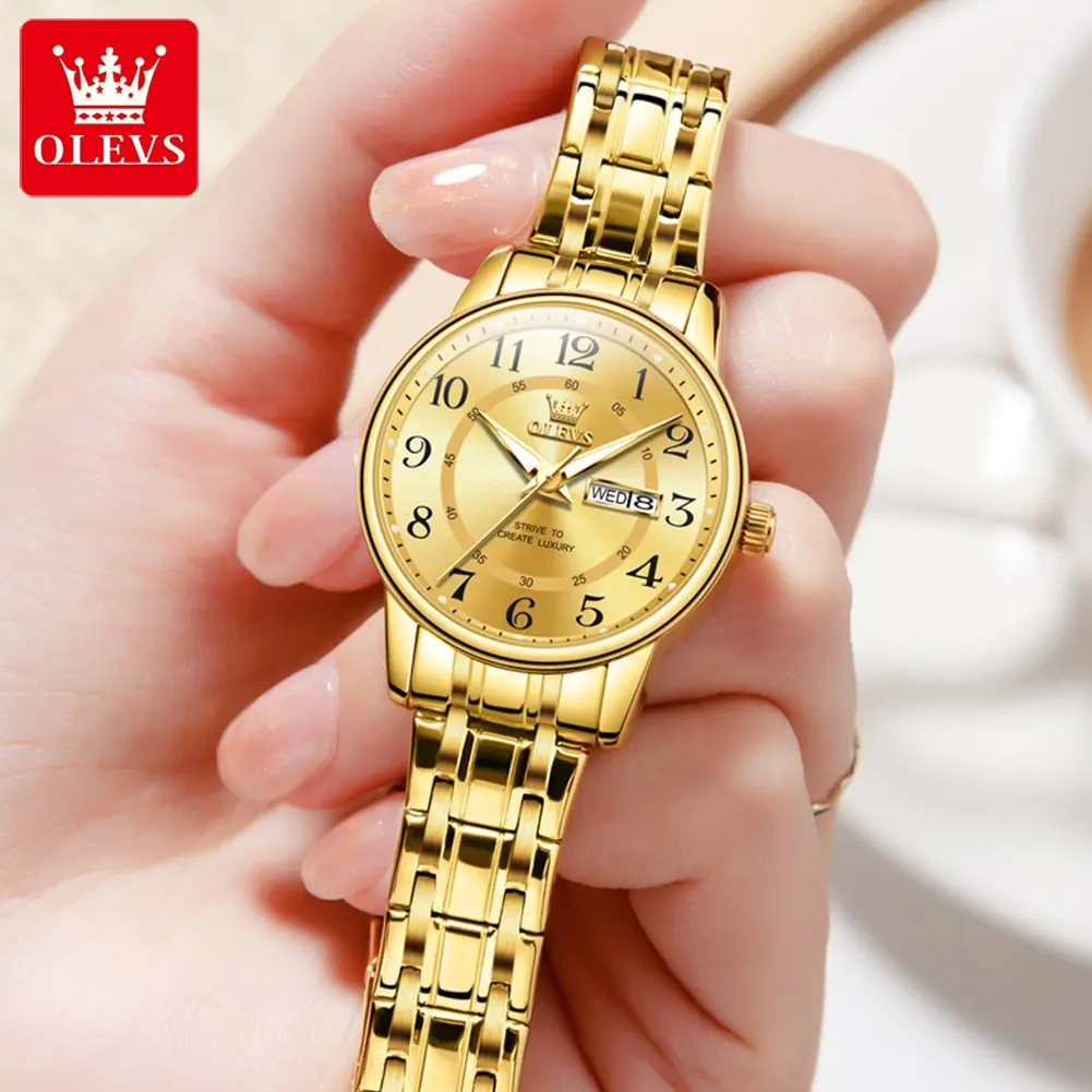 OLEVS 2891 Woman Watch Waterproof Luminous Quartz Wristwatch Day Date Watch Bracelet Set Genuine Product Gift Box Original Reloj