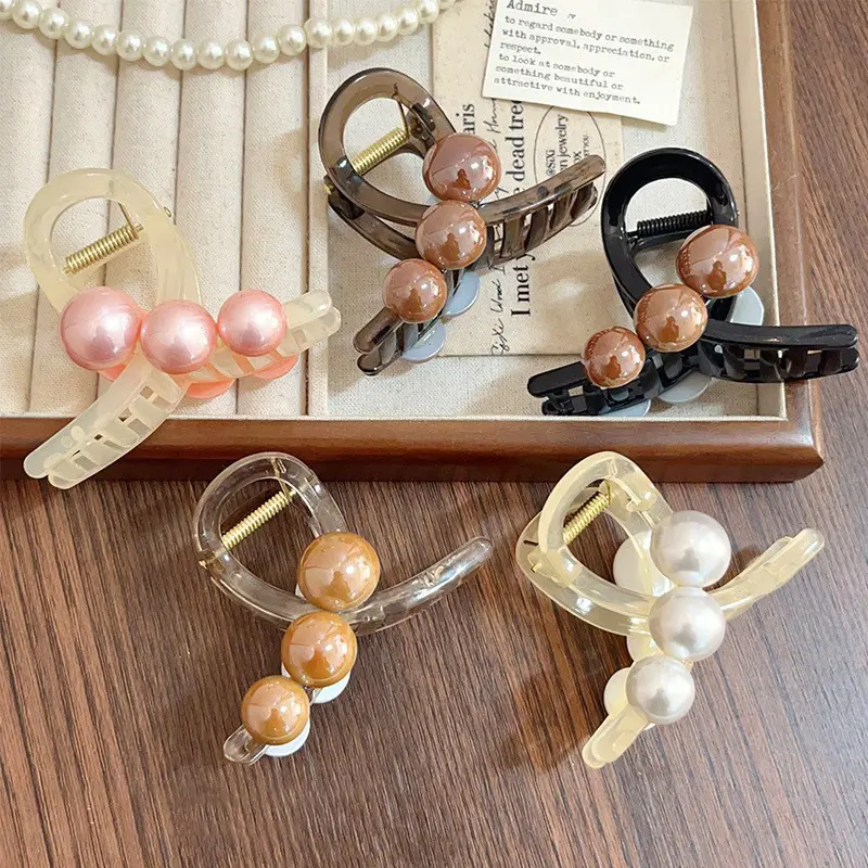 Korea Pearls Cross Hair Claws Crabs For Women Girls Sweet Hair Ornament Barrettes Hair Clips Hairpin Fashion Hair Accessories