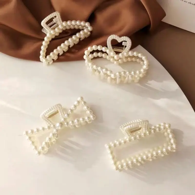 Imitation Pearl Hairpins Geometric Hair Claws Bath Large Catch Clip Back Head Women Hair Accessories Hair Claw New Headwear