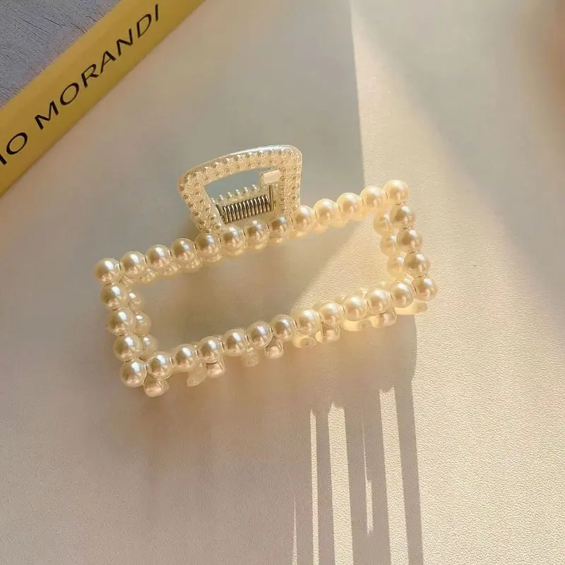Imitation Pearl Hairpins Geometric Hair Claws Bath Large Catch Clip Back Head Women Hair Accessories Hair Claw New Headwear