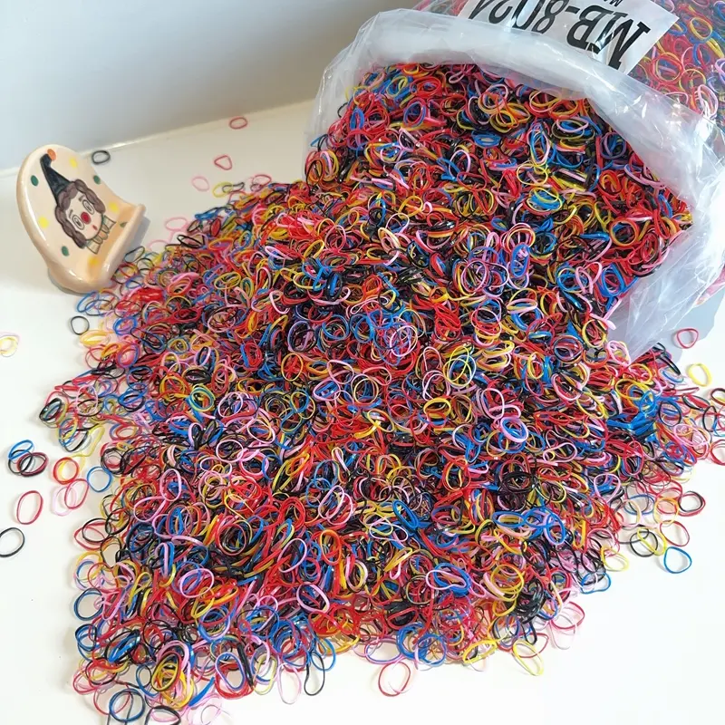 500Pcs/bag Girls Colourful Disposable Rubber Band Hair Ties Headband Children Ponytail Holder Bands Kids Hair Accessories