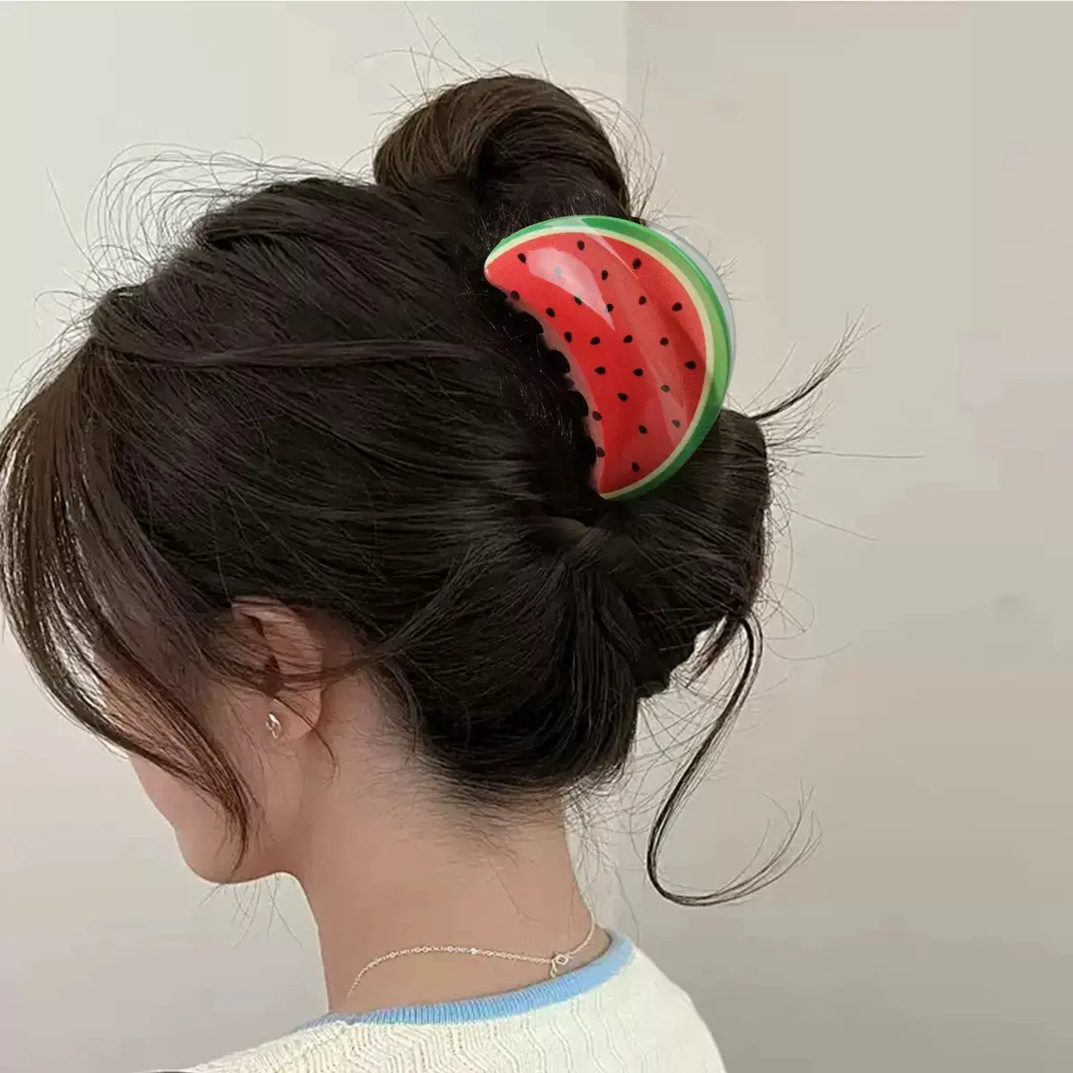 1Pcs Big Fruit Printing Grab Clip Simple Temperament Premium Feeling Shark Clip Women's Headdress Hair Accessories
