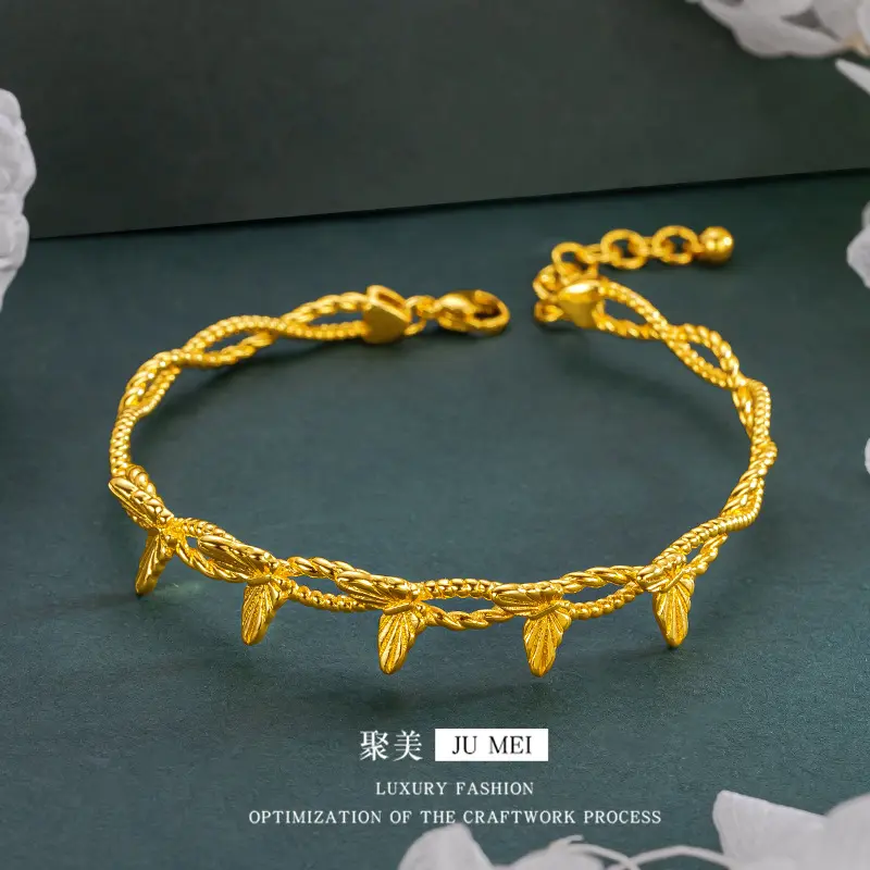 9999 24K real gold store same style gold women's bracelet with butterfly design opening, beautiful gift for gifting