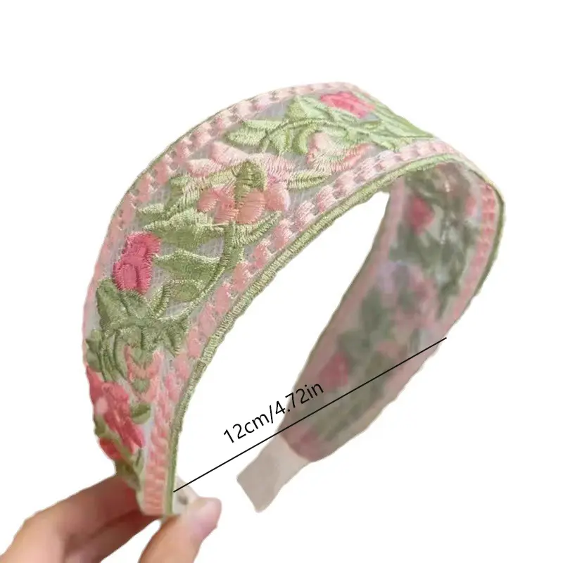 1/3pcs Elegant Chiffon Embroidery Flower Hairband – Sweet Floral Headband Turban Hoop for Women Fashion Hair Accessories