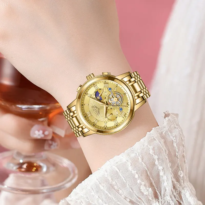 LIGE Creative Moon Phase Watch Women Fashion Elegant Waterproof Women's Quartz Wristwatches Luxury Sport Chronograph Reloj Mujer