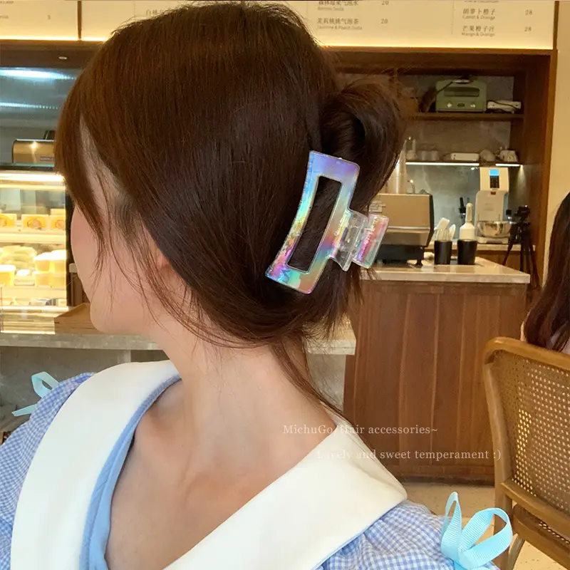 2023 New Colorful Transparent Geometric Hair Claw For Women Girls Sweet Hair Decorate Claw Hair Clip Fashion Hair Accessories