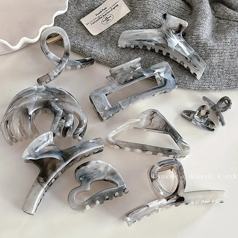 Woman Grey Halo Dye Ink Style Plastic Hair Claws Ladies Hairpins Headwear Barrettes Girls Hair Accessories Hairgrip Ornaments