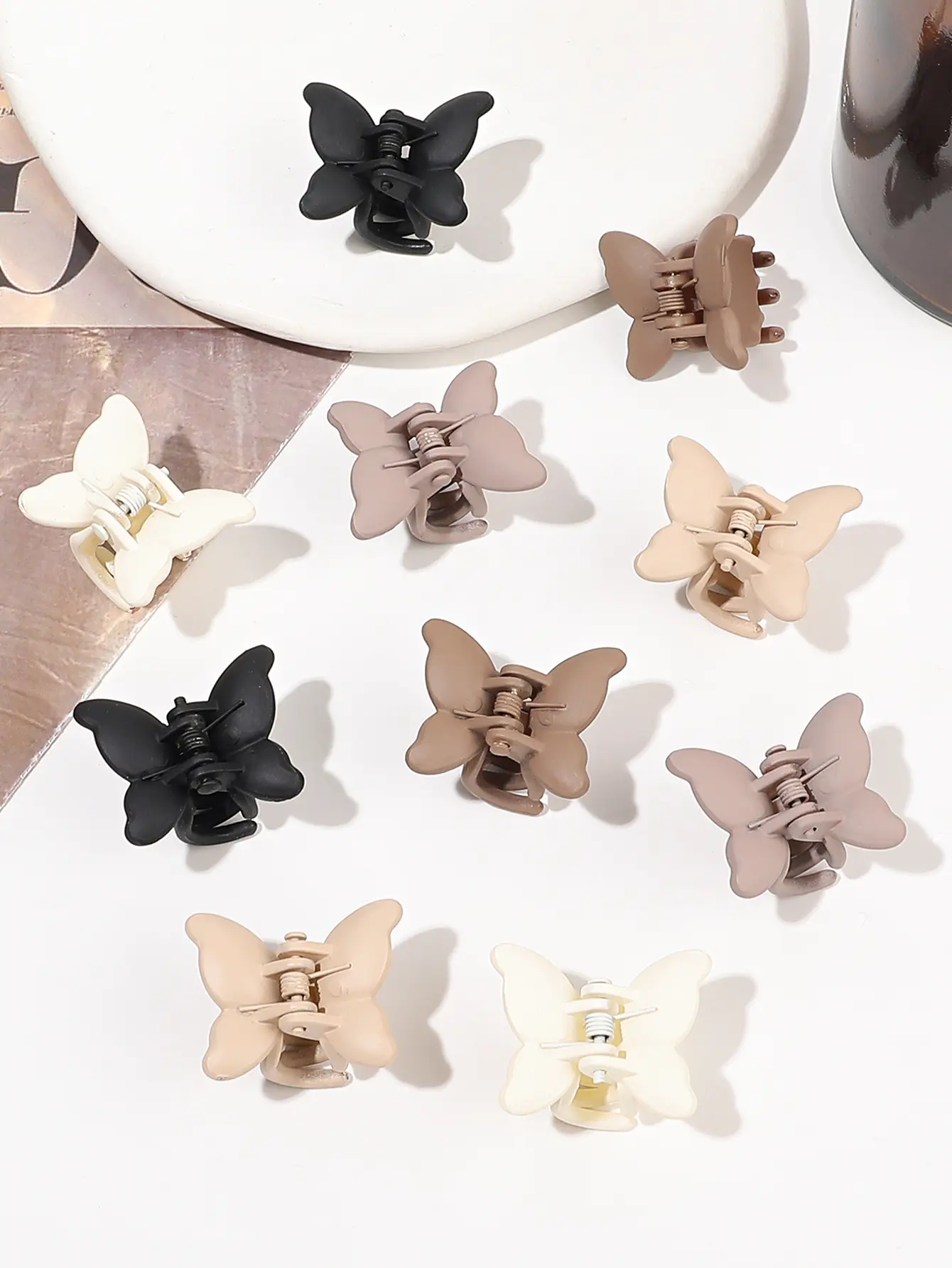10/20/40 Pcs Butterfly Hair Clips,1 Inch Small Clips Non Slip Cute Matte Hair Claw Clip,Women Hair Jaw Clips Natural Color