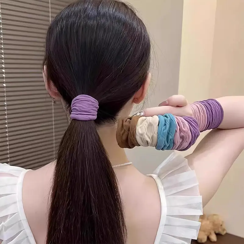 4pcs/set Solid High Stretch Widen Scrunchie For Women Ponytail Holder Hair Tie Elastic Hair Bands Rubber Bands Hair Accessories
