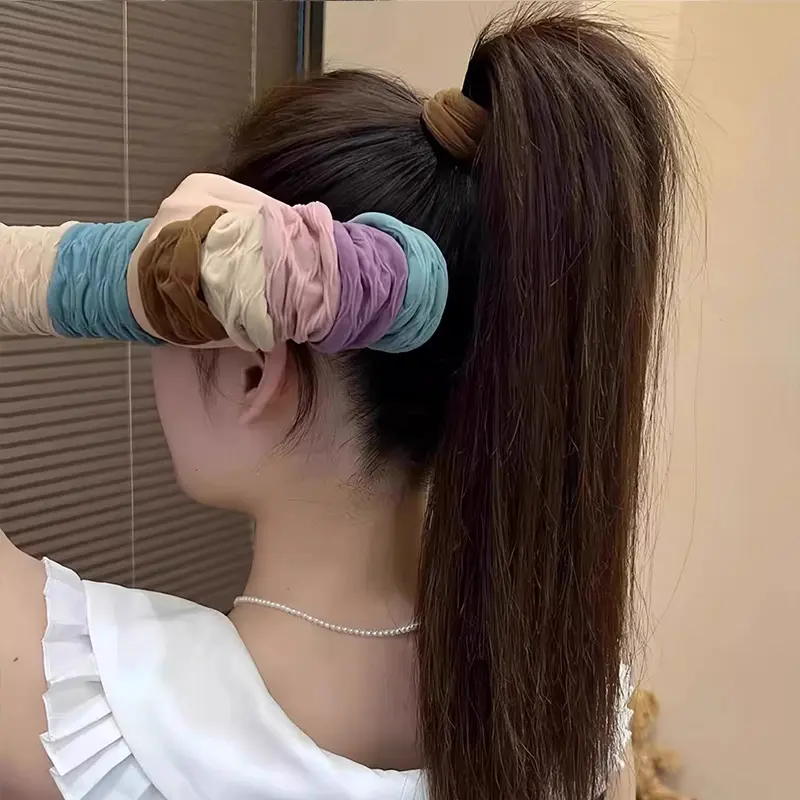 4pcs/set Solid High Stretch Widen Scrunchie For Women Ponytail Holder Hair Tie Elastic Hair Bands Rubber Bands Hair Accessories