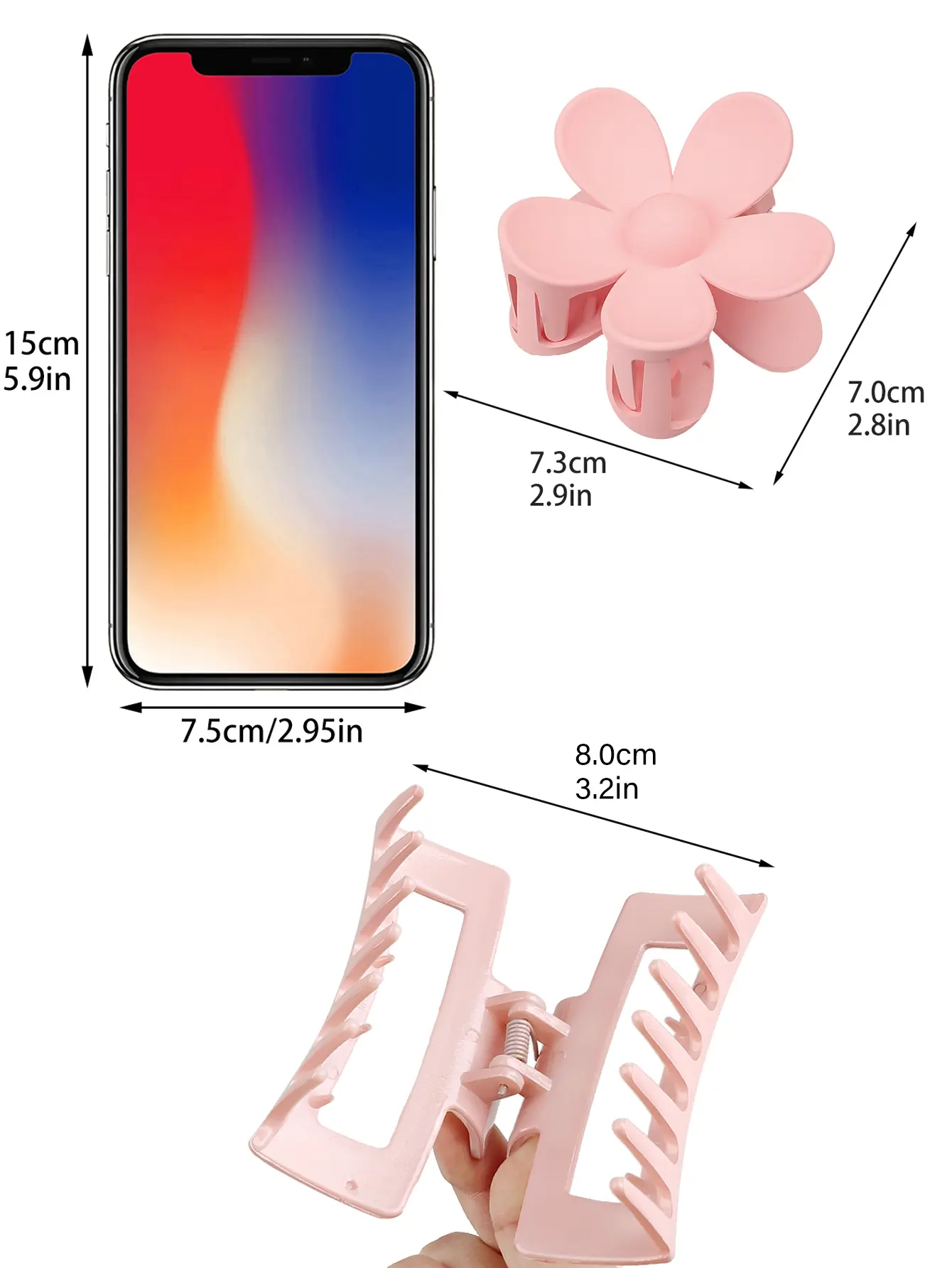 4Pcs Pink Colors Hair Claw Clips Accessories with Multi-Styles, Flower Claw Clips for Thick Hair, Hair Clips For Women Non Slip