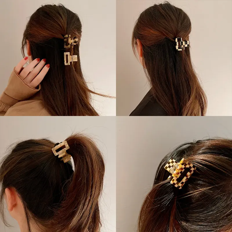 Fashion Hair Claws for Women Acetate Hair Clip Colorful Plaid Small Claw Clip Girls Hair Barrettes Hair Accessories 2022 New