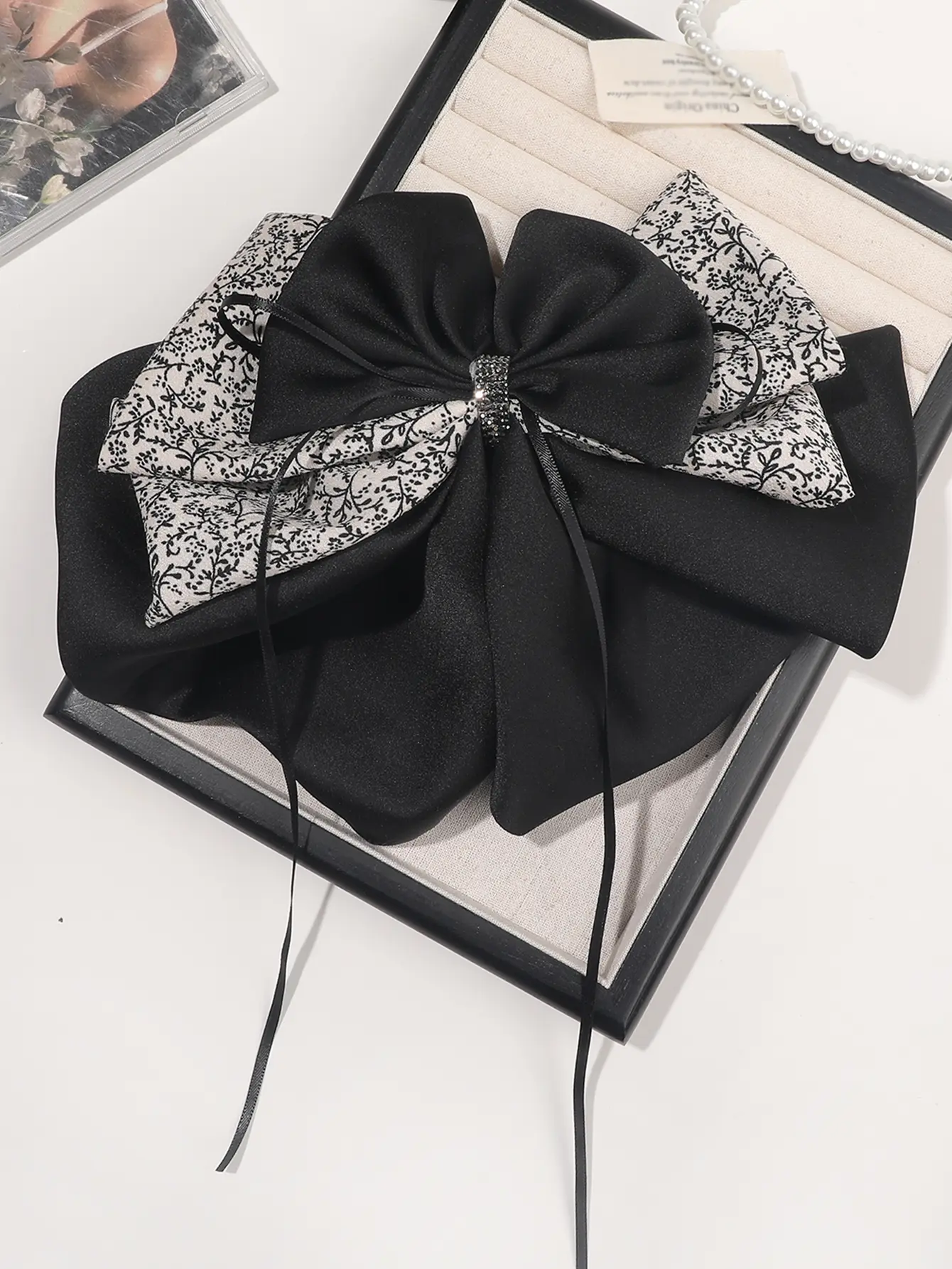 1PCS Black Large Bow Hair Claw Clips for Women Girls,Hair Barrette Clamps for Thick Thin Hair,Fashion Hair Accessories Styling