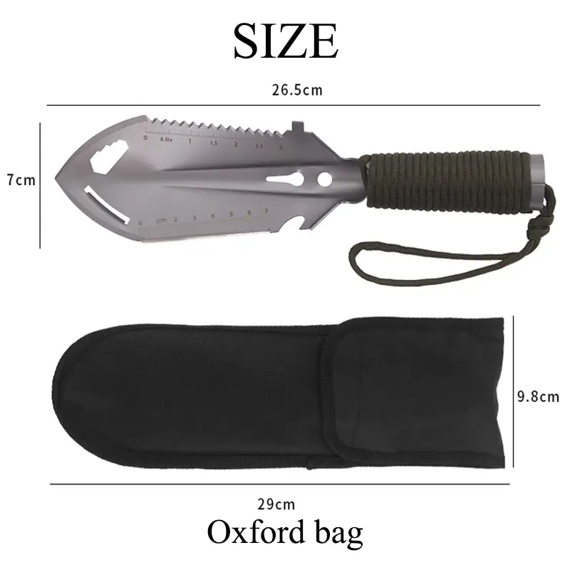 Portable Camping Engineer Shovel Outdoor Stainless Steel Multi-functional Tool Small Hand Shovel Field Survival Emergency Shovel