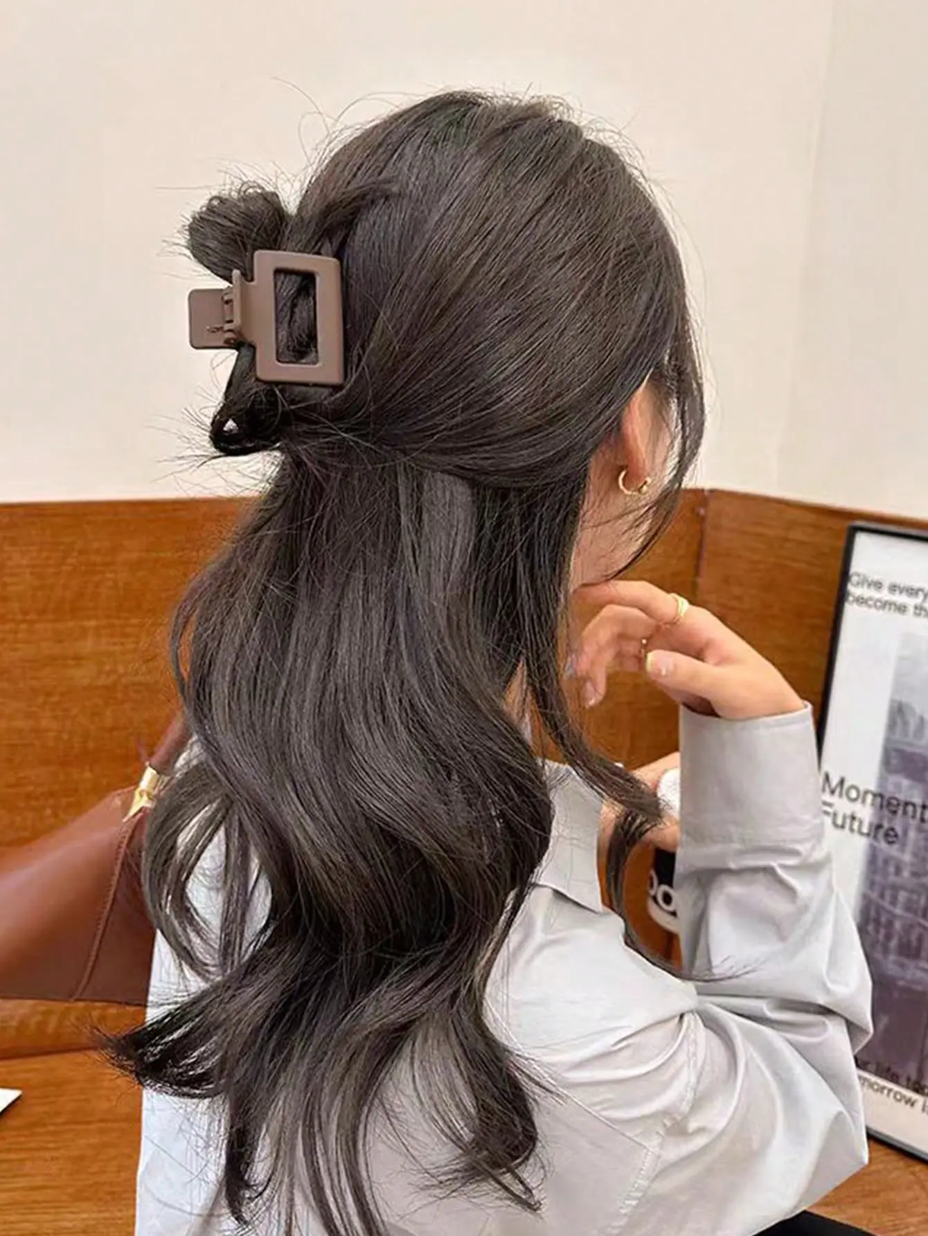10Pcs Matte Semicircle Rectangle Hair Claw Clips for Women Girl for Thin Medium Hair,Nonslip Jaw Clips (Beige,Khaki,Brown,Black)
