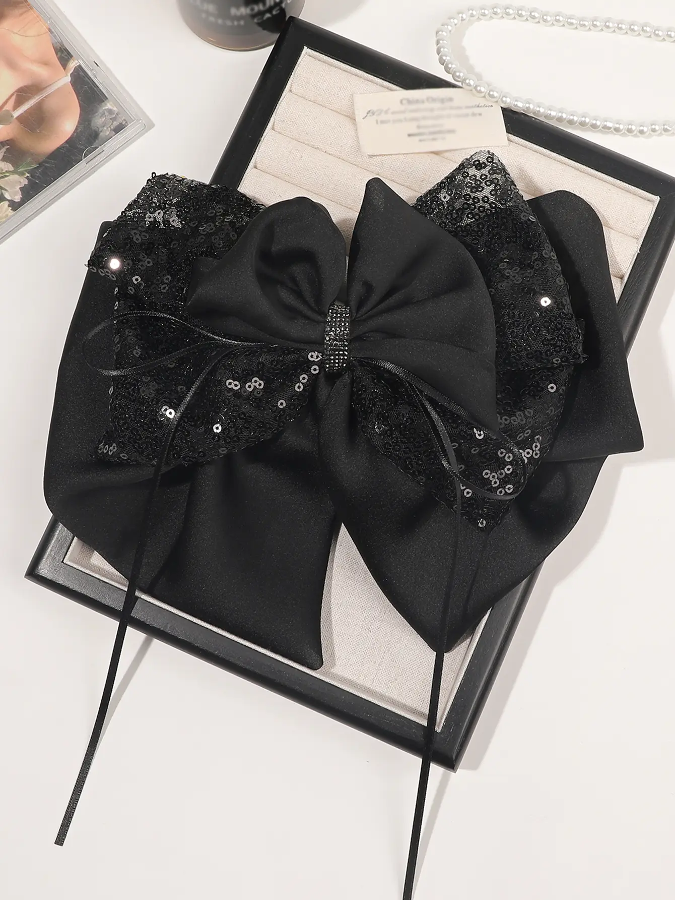 1PCS Black Large Bow Hair Claw Clips for Women Girls,Hair Barrette Clamps for Thick Thin Hair,Fashion Hair Accessories Styling
