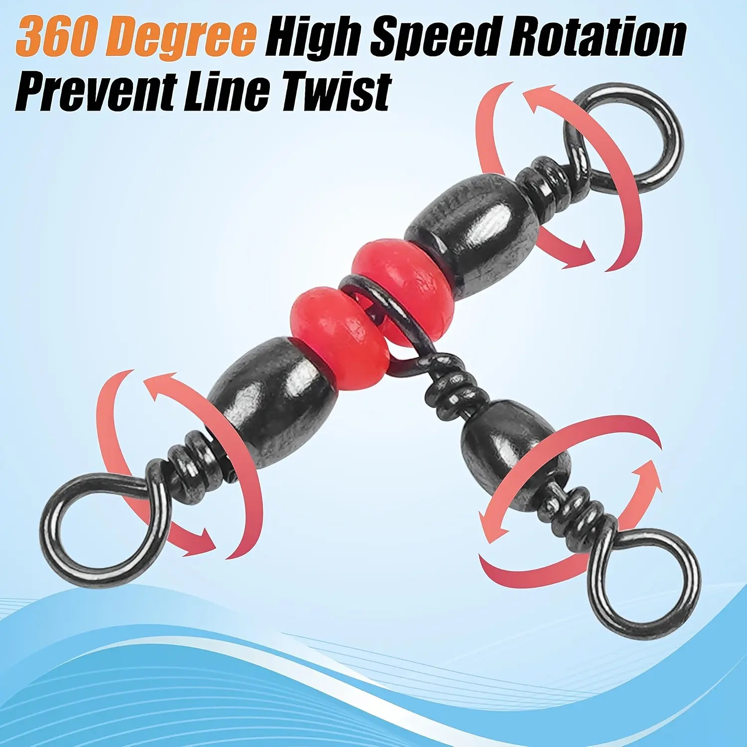 3 Three Way Swivels,Triple Swivel T-Shape Barrel Swivel, Fishing Tackle Connector Fishing Line Swivel Catfish Rig
