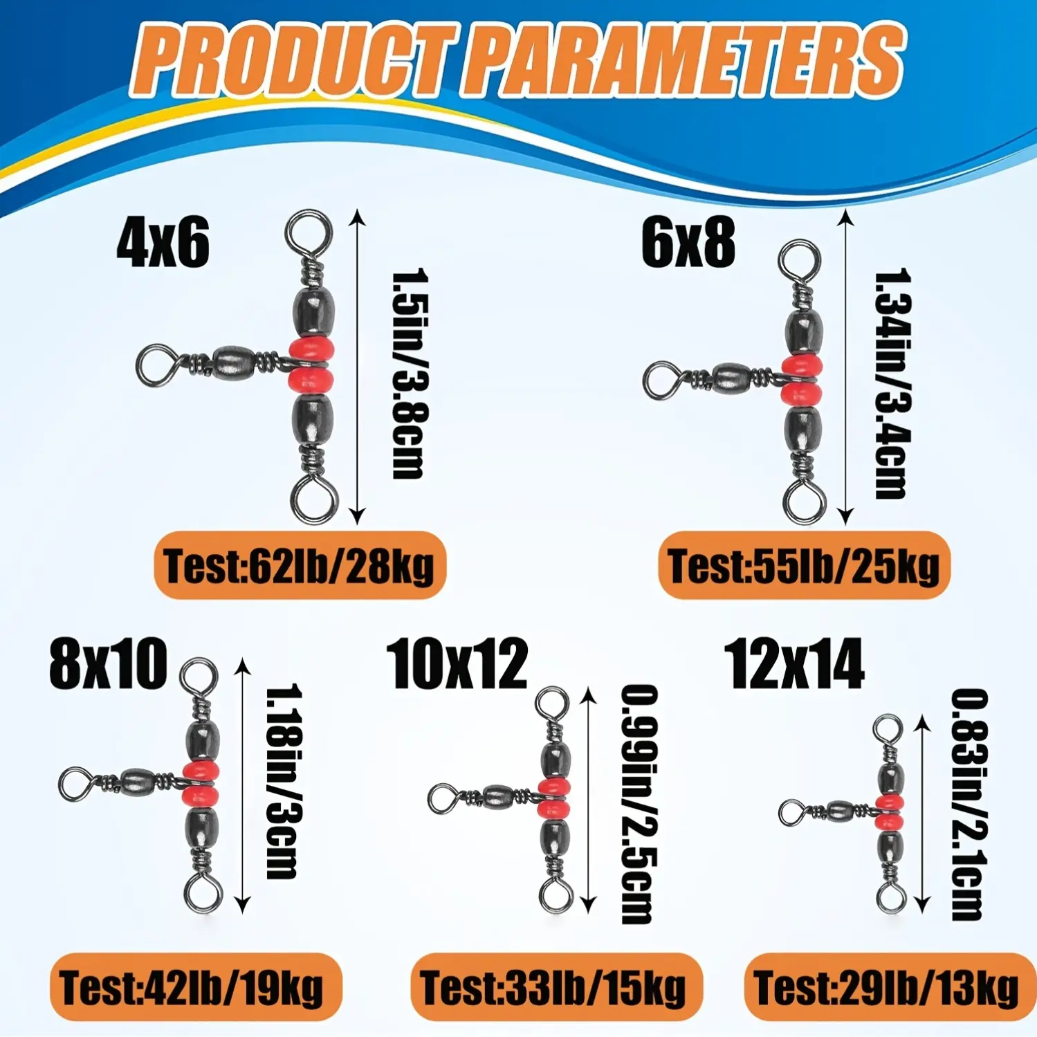 3 Three Way Swivels,Triple Swivel T-Shape Barrel Swivel, Fishing Tackle Connector Fishing Line Swivel Catfish Rig