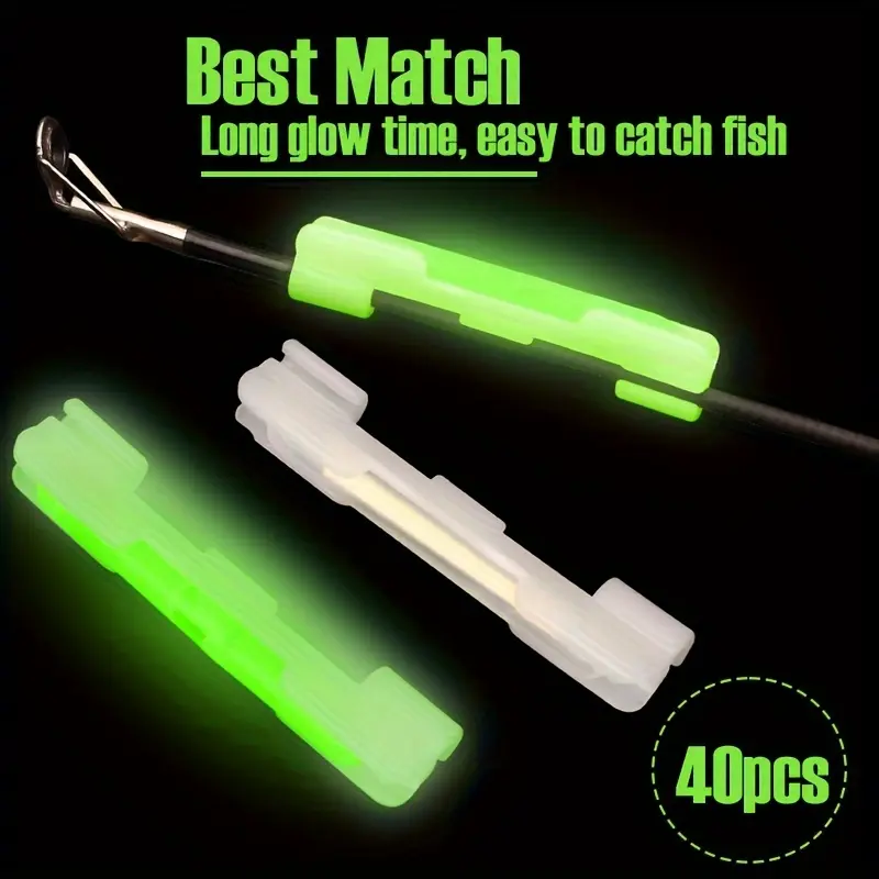 40pcs/Set Night Fishing Luminous Sticks with Accessories, 30pcs Glow Stick and 10pcs Glow Clip Kit