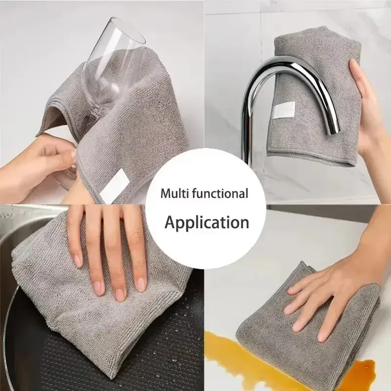 5Pcs Thicken Microfiber Cleaning Cloths Bicycle Car Kitchen Clean Towel Absorbent Soft Stain-removing Cloth Reusable Clean Tools