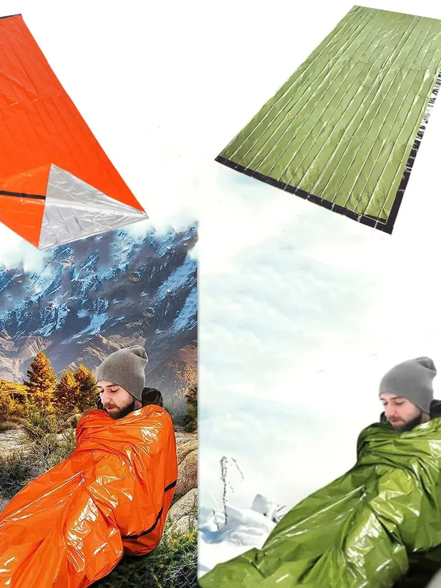 Portable Waterproof Emergency Survival Sleeping Bag Outdoor Edc Camping Gear Thermal Sack First Aid Rescue Kit Mylar Blanket