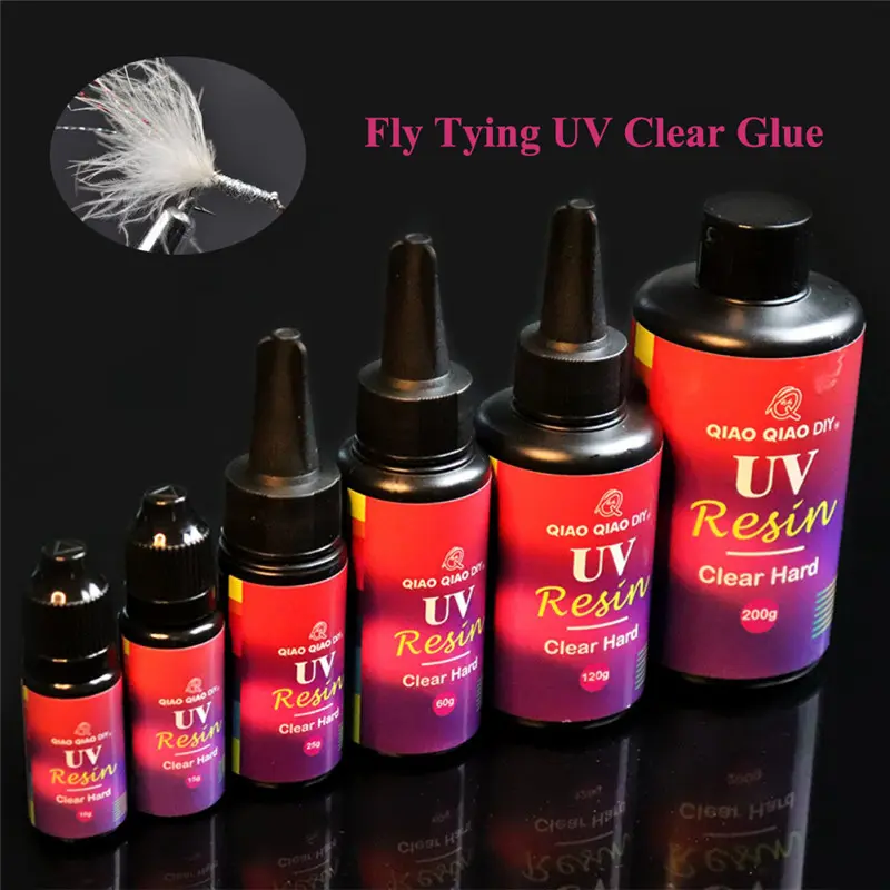 60g/25g/15g/10g  Fishing Quick Drying Glue Fly Tying UV Lure Clear Glue Finish Resin Glue DIY Accessories