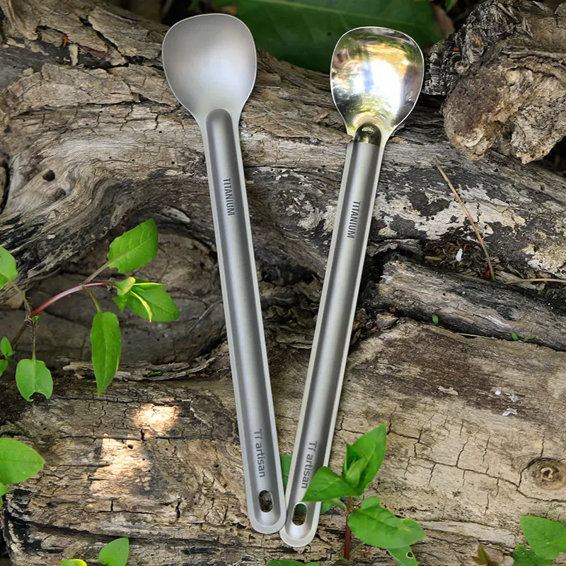 Tiartisan Titanium Long Handle Spork Spoon Cutlery Ultralight Tableware Outdoors Portable Dinnerware Camping Equipment