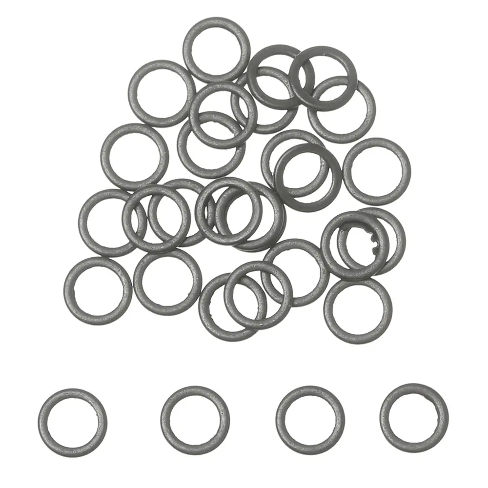 30 PCs 2/3.2/3.7/4.4/5.3mm Durable Flat Round Matt Black O Ring Carp Fishing Rig Terminal End Tackle Tippet Rig Ring